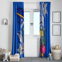 Personalised Nauru Coat of Arms Window Curtain Tropical Flower Polynesian Pattern LT03 - Polynesian Pride