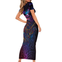 Aotearoa Arts Festival 2025 Short Sleeve Bodycon Dress Maori Performing Art and Music - Rhythmic Vibes LT03 - Polynesian Pride