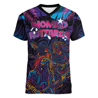 Aotearoa Arts Festival 2025 Women V-Neck T-Shirt Maori Performing Art and Music - Rhythmic Vibes LT03 Female Black - Polynesian Pride