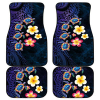 Hawaiian Turtles and Plumeria Car Mats Polynesian Art Tribal Tattoo Dark Aqua Color
