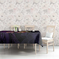 Hawaiian Turtles and Plumeria Tablecloth Polynesian Art Tribal Tattoo Deep Violet Color
