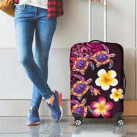 Hawaiian Turtles and Plumeria Luggage Cover Polynesian Art Tribal Tattoo Cerise