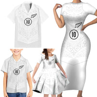 Custom New Zealand Football Family Matching Short Sleeve Bodycon Dress and Hawaiian Shirt The Whites-Sporty T90 Style LT03 - Polynesian Pride