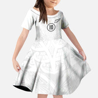 Custom New Zealand Football Kid Short Sleeve Dress The Whites-Sporty T90 Style LT03 KID White - Polynesian Pride