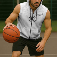 Custom New Zealand Football Sleeveless Zip Hoodie The Whites-Sporty T90 Style LT03 - Polynesian Pride