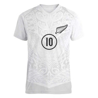Custom New Zealand Football Women V-Neck T-Shirt The Whites-Sporty T90 Style LT03 Female White - Polynesian Pride