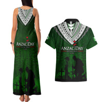 Norfolk Island ANZAC Day Couples Matching Tank Maxi Dress and Hawaiian Shirt Soldier Lest We Forget Camouflage LT03 - Polynesian Pride