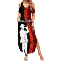 Tonga ANZAC Day Family Matching Summer Maxi Dress and Hawaiian Shirt Red Poppies Flower Soldier Lest We Forget LT03 Mom's Dress Red - Polynesian Pride