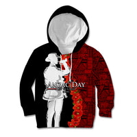 Tonga ANZAC Day Kid Hoodie Red Poppies Flower Soldier Lest We Forget LT03 Hoodie Red - Polynesian Pride