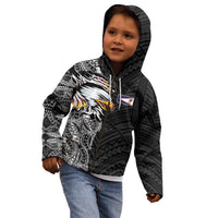 American Samoa Flag Day Kid Hoodie Tribal Tattoo with Eagle Black