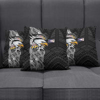 American Samoa Flag Day Pillow Cover Tribal Tattoo with Eagle Black