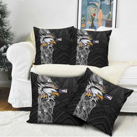 American Samoa Flag Day Pillow Cover Tribal Tattoo with Eagle Black