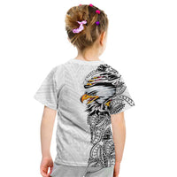 American Samoa Flag Day Kid T Shirt Tribal Tattoo with Eagle White