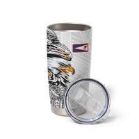 American Samoa Flag Day Tumbler Cup Tribal Tattoo with Eagle White
