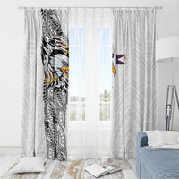 American Samoa Flag Day Window Curtain Tribal Tattoo with Eagle White