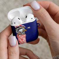 American Samoa Flag Day AirPods Case Tribal Tattoo with Eagle Blue-Red