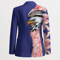 American Samoa Flag Day Blazer Tribal Tattoo with Eagle Blue-Red