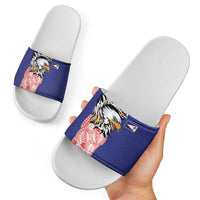 American Samoa Flag Day Slide Sandals Tribal Tattoo with Eagle Blue-Red