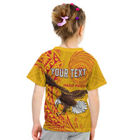 Personalised American Samoa Flag Day Kid T Shirt Fautasi Race Pago Pago-Aeto Eagle Wings Tribal Style
