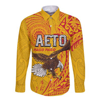 Personalised American Samoa Flag Day Long Sleeve Button Shirt Fautasi Race Pago Pago-Aeto Eagle Wings Tribal Style