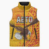 Personalised American Samoa Flag Day Sleeveless Puffer Jacket Fautasi Race Pago Pago-Aeto Eagle Wings Tribal Style