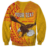 Personalised American Samoa Flag Day Sweatshirt Fautasi Race Pago Pago-Aeto Eagle Wings Tribal Style