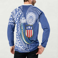 Personalised American Samoa Flag Day Button Sweatshirt Fautasi Race Fagatogo-Iseula O Le Moana Sailfish Tribal Style LT03 - Polynesian Pride