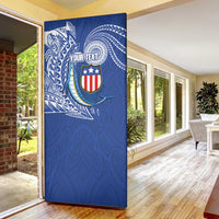 Personalised American Samoa Flag Day Door Cover Fautasi Race Fagatogo-Iseula O Le Moana Sailfish Tribal Style LT03 - Polynesian Pride