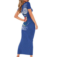 Personalised American Samoa Flag Day Family Matching Short Sleeve Bodycon Dress and Hawaiian Shirt Fautasi Race Fagatogo-Iseula O Le Moana Sailfish Tribal Style LT03 - Polynesian Pride