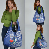 American Samoa Flag Day Grocery Bag Fautasi Race Fagatogo-Iseula O Le Moana Sailfish Tribal Style LT03 - Polynesian Pride