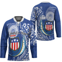 Personalised American Samoa Flag Day Hockey Jersey Fautasi Race Fagatogo-Iseula O Le Moana Sailfish Tribal Style