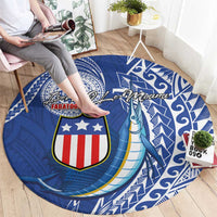 American Samoa Flag Day Round Carpet Fautasi Race Fagatogo-Iseula O Le Moana Sailfish Tribal Style