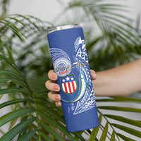 American Samoa Flag Day Skinny Tumbler Fautasi Race Fagatogo-Iseula O Le Moana Sailfish Tribal Style LT03 - Polynesian Pride
