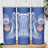 American Samoa Flag Day Skinny Tumbler Fautasi Race Fagatogo-Iseula O Le Moana Sailfish Tribal Style LT03 - Polynesian Pride