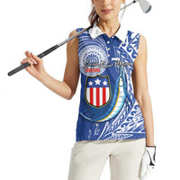 Personalised American Samoa Flag Day Women Sleeveless Polo Shirt Fautasi Race Fagatogo-Iseula O Le Moana Sailfish Tribal Style LT03 - Polynesian Pride