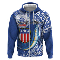 Personalised American Samoa Flag Day Zip Hoodie Fautasi Race Fagatogo-Iseula O Le Moana Sailfish Tribal Style LT03 Zip Hoodie Multicolor - Polynesian Pride