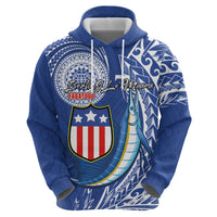 Personalised American Samoa Flag Day Zip Hoodie Fautasi Race Fagatogo-Iseula O Le Moana Sailfish Tribal Style LT03 - Polynesian Pride