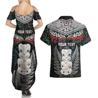 New Zealand Hei Tiki Couples Matching Summer Maxi Dress and Hawaiian Shirt Maori Green Papua Shell Pattern LT03 - Polynesian Pride