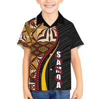 Samoa Siapo Ula Fala Family Matching Summer Maxi Dress and Hawaiian Shirt Polynesian Tribal Pattern LT03 Son's Shirt Black - Polynesian Pride