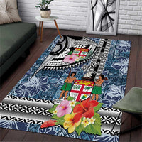 Fiji Day Area Rug Traditional Tapa with Hibiscus and Emblems