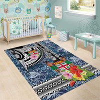 Fiji Day Area Rug Traditional Tapa with Hibiscus and Emblems