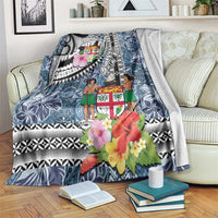 Fiji Day Blanket Traditional Tapa with Hibiscus and Emblems LT03 X-Large 180cm x 200cm - Polynesian Pride
