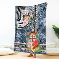 Fiji Day Blanket Traditional Tapa with Hibiscus and Emblems LT03 - Polynesian Pride