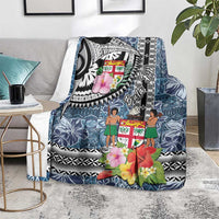 Fiji Day Blanket Traditional Tapa with Hibiscus and Emblems LT03 - Polynesian Pride