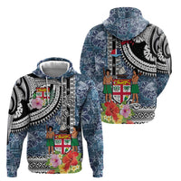 Fiji Day Hoodie Traditional Tapa with Hibiscus and Emblems