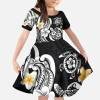 Hawaiian Tropical Plumeria Turtles Family Matching Off The Shoulder Long Sleeve Dress and Hawaiian Shirt Polynesian Art Tattoo