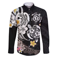 Hawaiian Tropical Plumeria Turtles Family Matching Puletasi and Hawaiian Shirt Polynesian Art Tattoo LT03 Dad's Shirt - Long Sleeve - Polynesian Pride