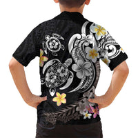 Hawaiian Tropical Plumeria Turtles Family Matching Short Sleeve Bodycon Dress and Hawaiian Shirt Polynesian Art Tattoo LT03 - Polynesian Pride