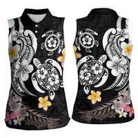 Hawaiian Tropical Plumeria Turtles Women Sleeveless Polo Shirt Polynesian Art Tattoo LT03 - Polynesian Pride