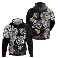 Hawaiian Tropical Plumeria Turtles Zip Hoodie Polynesian Art Tattoo